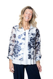 JOSEPH RIBKOFF 261291 Giacca a trapezio in organza jacquard con stampa floreale