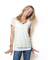 UNIVERSEL  T-shirt doppia, manica corta in lino