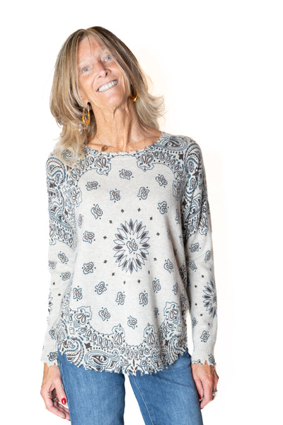 Kujten Mela Bandana Western grigio ,blu , marrone
