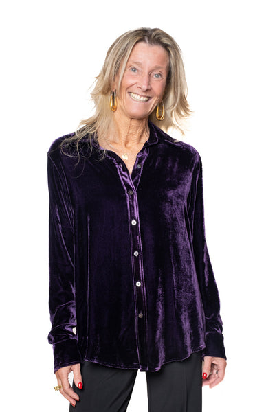BL Paris camicia velluto prugna