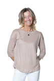 MAJESTIC FILATURES t-shirt  girocollo lino beige