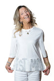 Tshirt in cotone bianca dipinta a mano C'EST MOI
