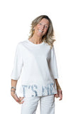 Tshirt in cotone bianca dipinta a mano IT'S ME bianco nero