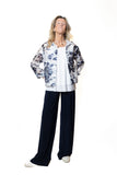 JOSEPH RIBKOFF 261291 Giacca a trapezio in organza jacquard con stampa floreale