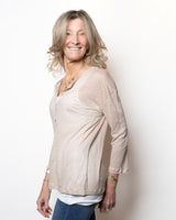 UNIVERSEL  T-shirt doppia, manica 3/4 in lino