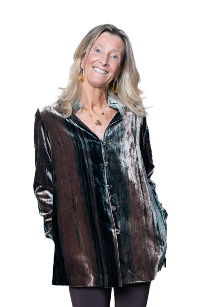BL Paris giacca dritta velluto grey/green tye dye