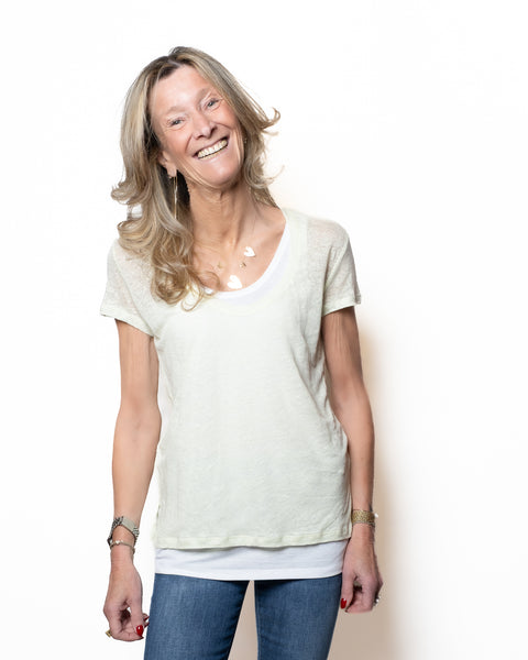 UNIVERSEL  T-shirt doppia, manica corta in lino