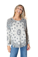 Kujten Mela Bandana Western grigio ,blu , marrone