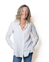 Bastoncino camicia a righe beige cotone e lino