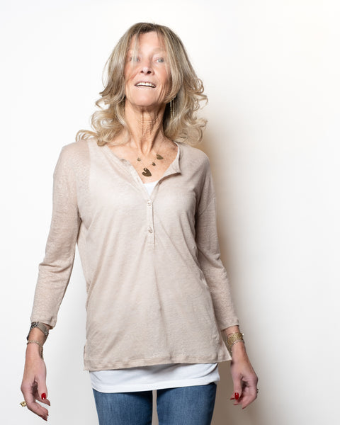 UNIVERSEL  T-shirt doppia, manica 3/4 in lino