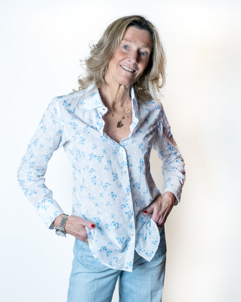 Bastoncino camicia cotone sangallo fantasia