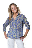 Camicia colletto manica 3/4 Fantasia bluette