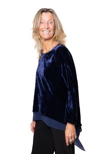 BL Paris maglia asimmetrica velluto blu