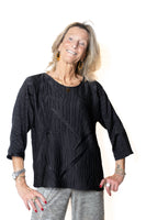 JOSEPH RIBKOFF 253002 Blusa in raso plissè nero