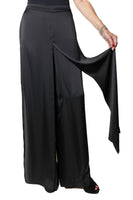 JOSEPH RIBKOFF	253002 Pantaloni a gamba larga in raso con sovrapposizione sul davanti