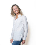 Bastoncino camicia a righe beige cotone e lino