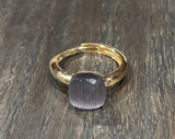 Laboratorio Orafo  anello regolabile argento placcato oro, pietra sintetica