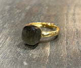 Laboratorio Orafo  anello regolabile argento placcato oro, pietra sintetica