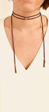 PF MILANOJEWELS  Collana TRES CHIC  seta Marrone con argento brunito