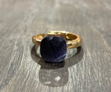 Laboratorio Orafo  anello regolabile argento placcato oro, pietra sintetica