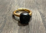 Laboratorio Orafo  anello regolabile argento placcato oro, pietra sintetica