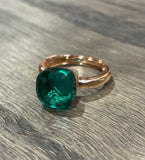 Laboratorio Orafo  anello regolabile argento placcato oro, pietra sintetica