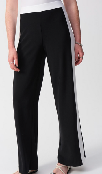 JOSEPH RIBKOFF pantalone nero riga bianca