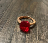 Laboratorio Orafo  anello regolabile argento placcato oro, pietra sintetica