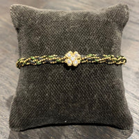 Pf milanojewels bracciale regolabile très chic seta militare, argento pl. oro giallo