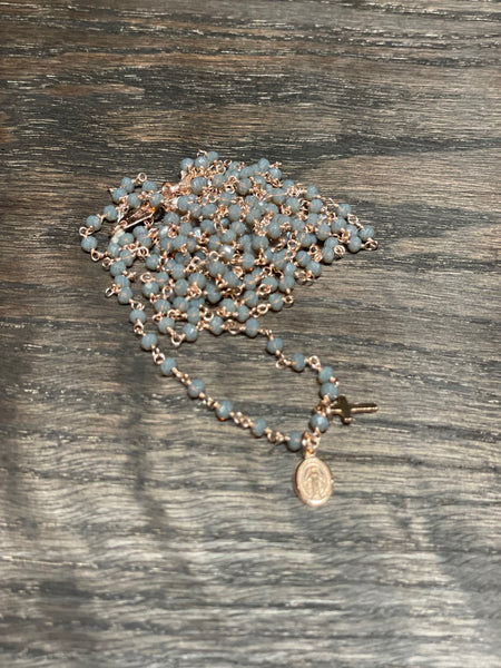 Pfmilanojewels  collana rosario 130 cm cristalli  grigio , argento placcato oro rosa