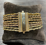 Pf milanojewels bracciale regolabile très chic a 8 fili, seta argento, argento placcato oro rosa