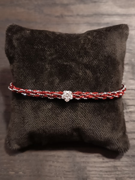 Pf milanojewels bracciale regolabile très chic seta rosso, argento