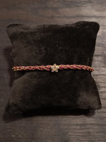 Pf milanojewels bracciale regolabile très chic seta rosa scuro, argento pl. oro giallo