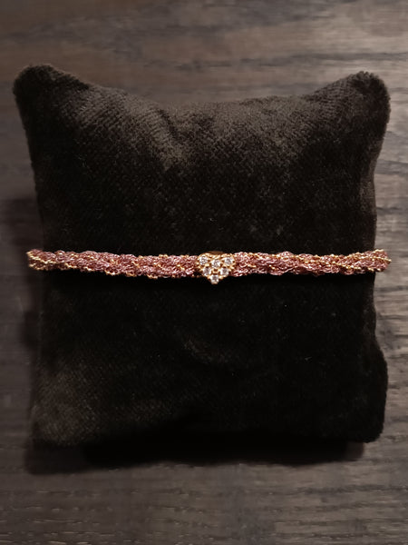 Pf milanojewels bracciale regolabile très chic seta rosa, argento pl. oro giallo