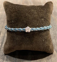 Pf milanojewels bracciale regolabile très chic seta azzurro, argento