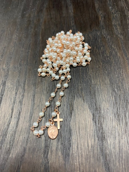 Pfmilanojewels  collana rosario 130 cm PERLE, argento placcato oro rosa