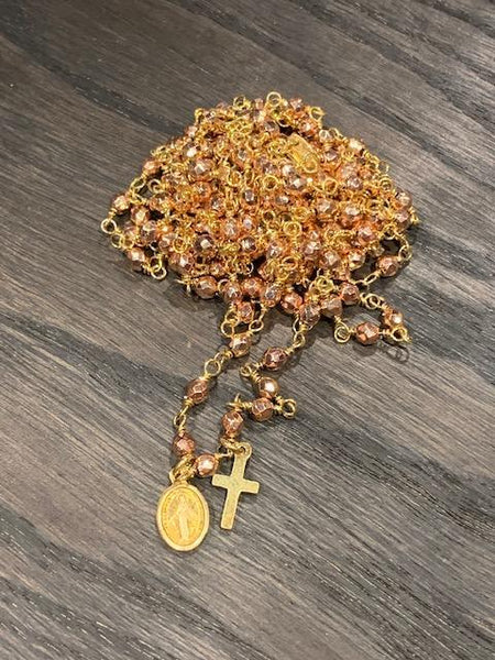 Pfmilanojewels rosario  130 cm cristalli metal rosè, argento placcato oro giallo
