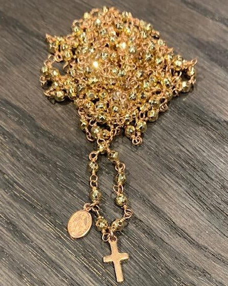 Pfmilanojewels rosario  130 cm cristalli metal oro, argento placcato oro rosa