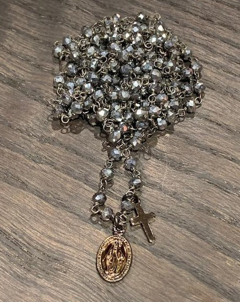 Pfmilanojewels  collana rosario cristalli  argento crystal , argento brunito