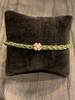 Pf milanojewels bracciale regolabile très chic seta verde p, argento pl. oro rosa