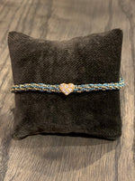 Pf milanojewels bracciale regolabile très chic seta azzurro, argento pl. oro giallo