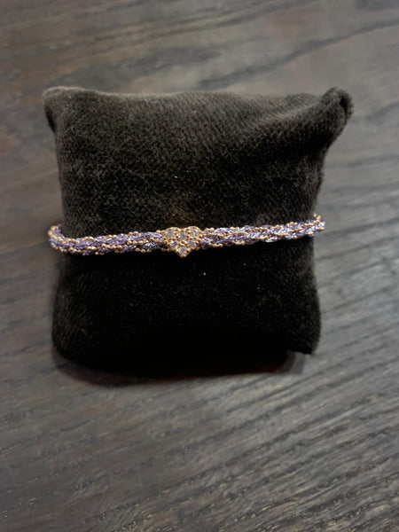 Pf milanojewels bracciale regolabile très chic seta lilla, argento pl. oro rosa