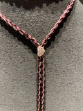 PF MILANOJEWELS  Collana très chic slim  seta bordeaux con argento placcato oro rosa