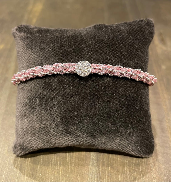 Pf milanojewels bracciale regolabile très chic  seta rosa con argento