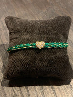 Pf milanojewels bracciale regolabile très chic seta verde , argento pl. oro giallo