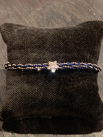 Pf milanojewels bracciale regolabile très chic seta blu, argento pl. oro rosa
